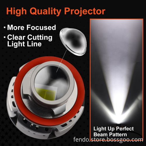 Super Bright Automotive LED Headlights H7 H8 H9 9005 9006 DRL H11 with Laser Lens Fog Lamp
